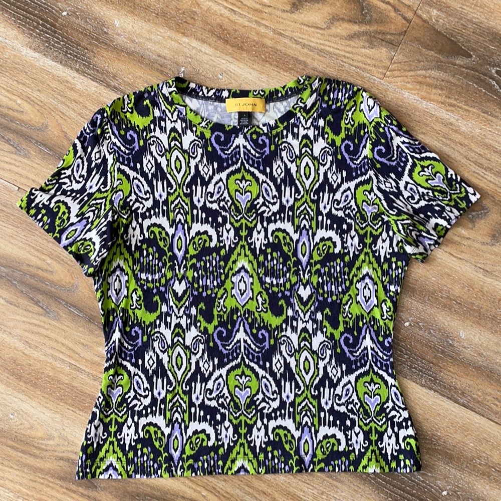 St. John Yellow Label Printed Knit Top